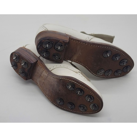 Foot Joy women's SZ 5.5B vintage Leather Wing tip Tassel golf shoes - Picture 5 of 5